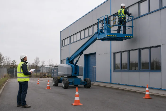 Examen de certification IS-005 : évaluation pratique de la conduite d'une nacelle élévatrice automotrice